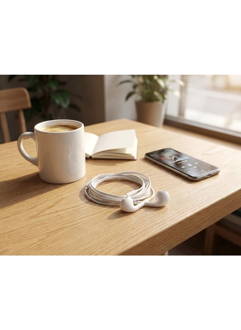 ستارت سماعة أذن سلكية ستيريو ST-39 من ستارت (START) - درايفر كبير 14.2 ملم لصوت جهير (Bass) قوي، ميكروفون عازل للضوضاء، تصميم نصف أذن كلاسيكي مريح - أبيض - Image 4